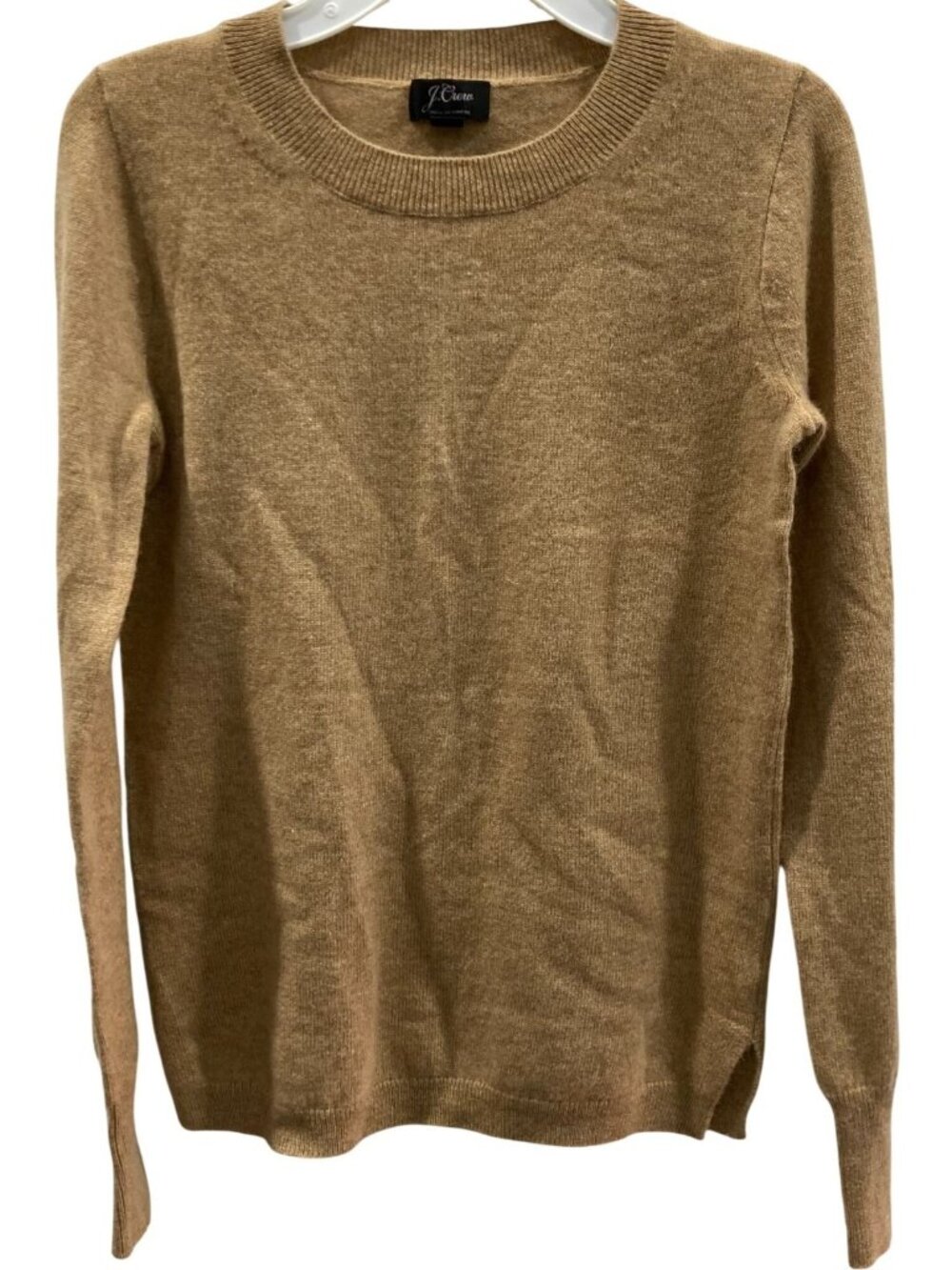 J Crew Crew Neck Cashmere Sweater XXS Brown Tan Capsule Parisian Quiet Luxury